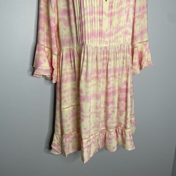 Julie‎ Brown NYC Cool Whip Rocky Pintuck V Neck Mini Dress Pink Coastal Relax L - Picture 7 of 16